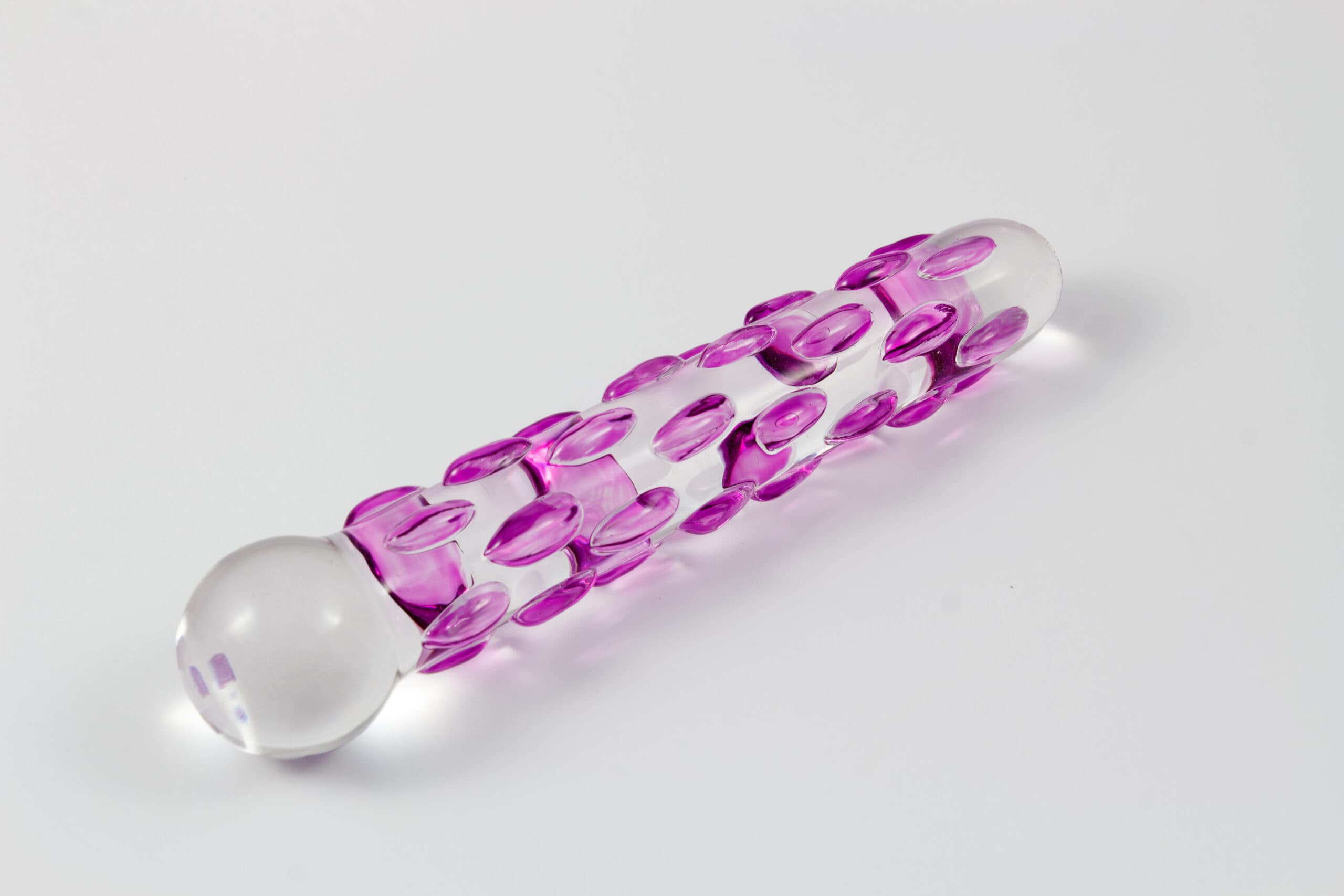 Sex,Toy,-,Glass,Dildo,With,Pink,Knobs,And,White